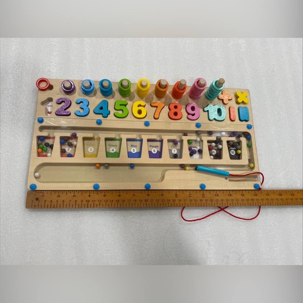 Magnetic Color and Number Maze Zoyomax Wooden Magnet Puzzle incomplete - Picture 2 of 4
